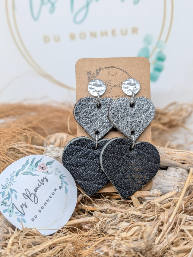 Boucles d'oreilles Marie Laure argenté et noir ml033