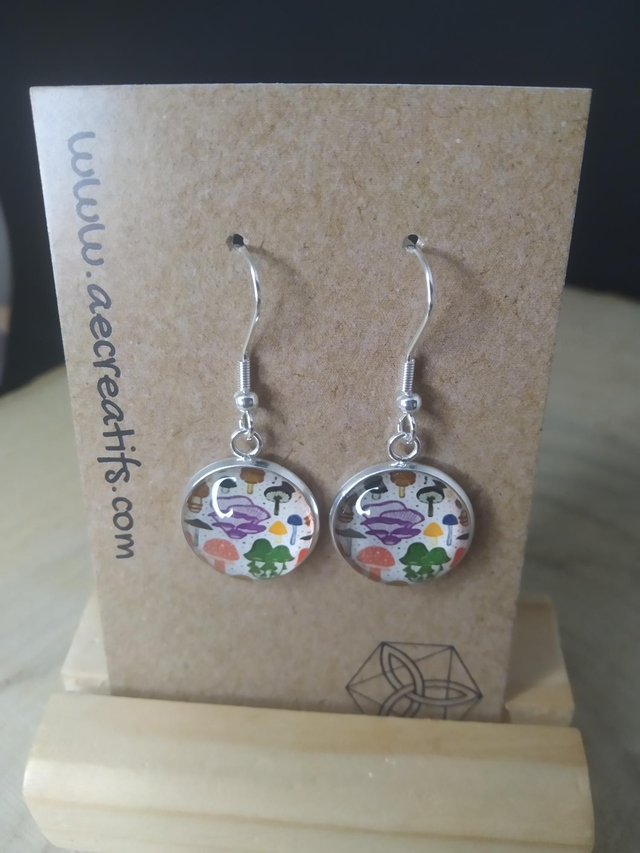 Boucles d&#039;oreilles cabochons champi 1