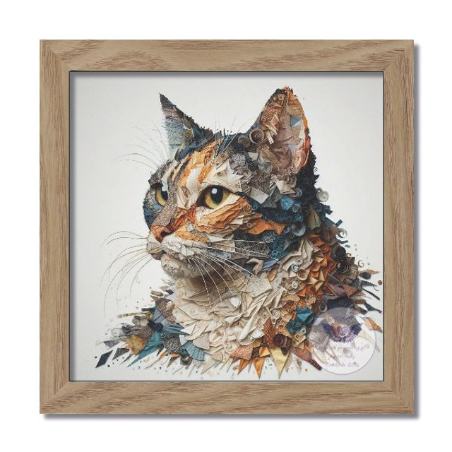 Artistic print of cat in square frame (C09)
