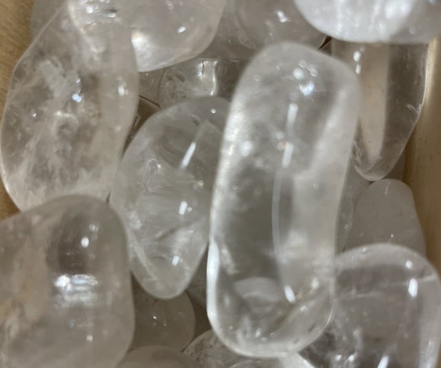 Clear Quartz, a variety of Quartz tumbled crystal 
