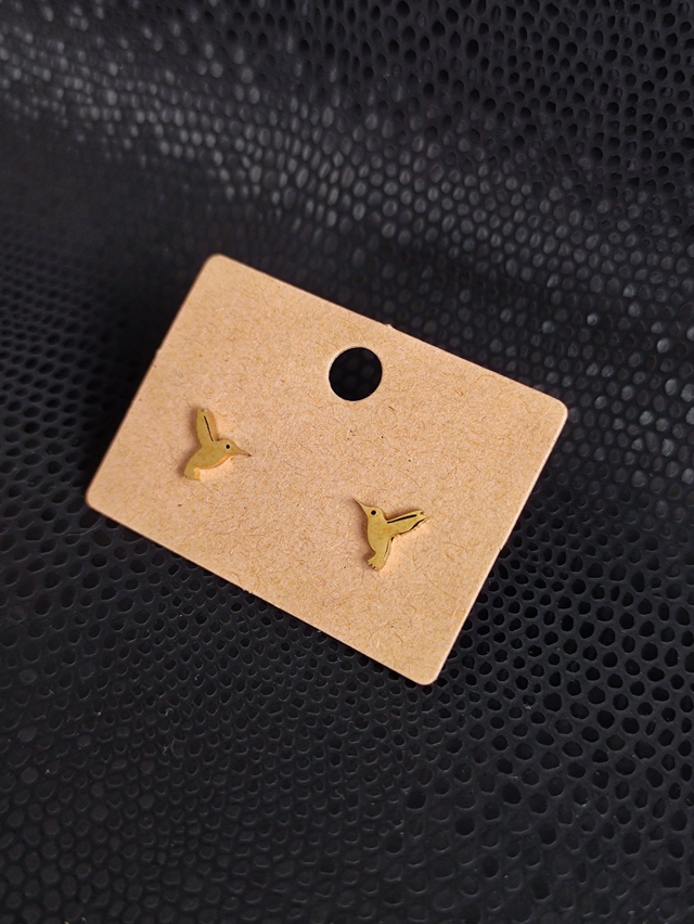 Edelstahl Ohrstecker | Kolibri | Gold