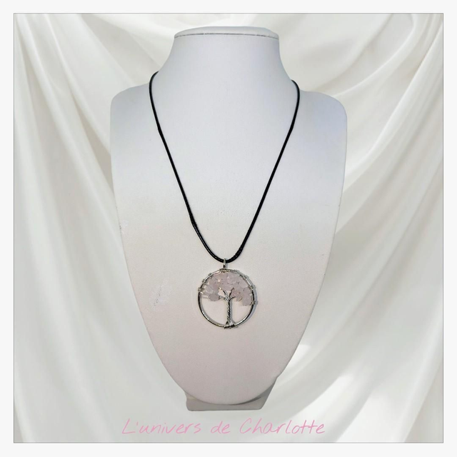 Pendentif "Quartz rose" arbre de vie PN-302