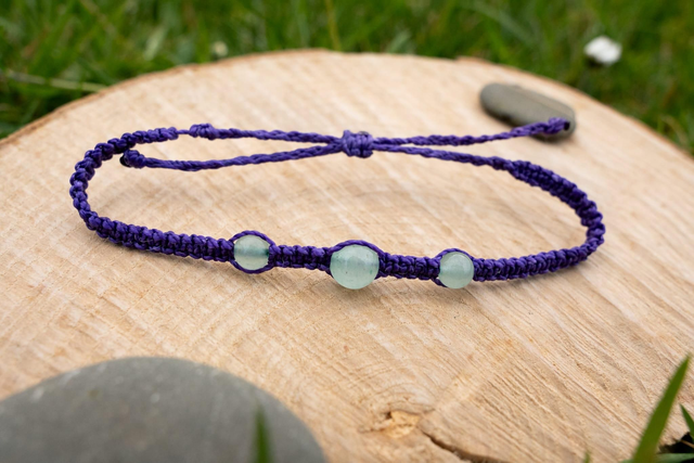 Duo de bracelets en micro-macramé et perles Oeil de Tigre et Aventurine