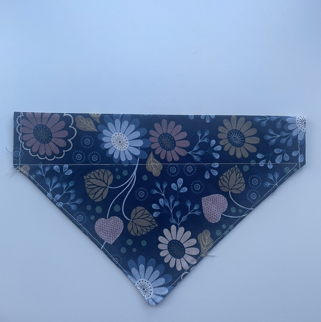 Dog bandanna blue flowers large only 