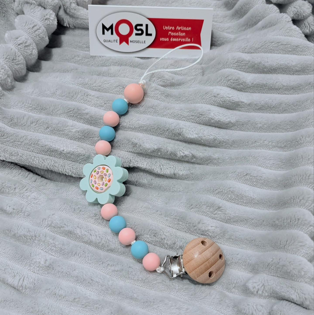 Attache tétine donut-fleur 