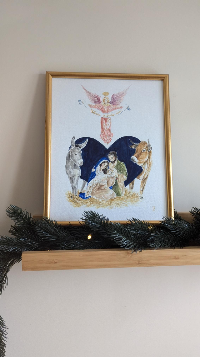 Aquarelle originale Sainte Famille 