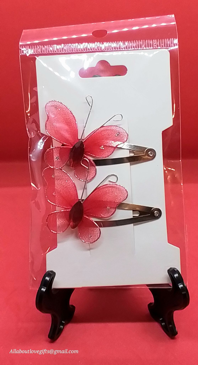 Hair Slides Organza Butterfly Double Pack 
