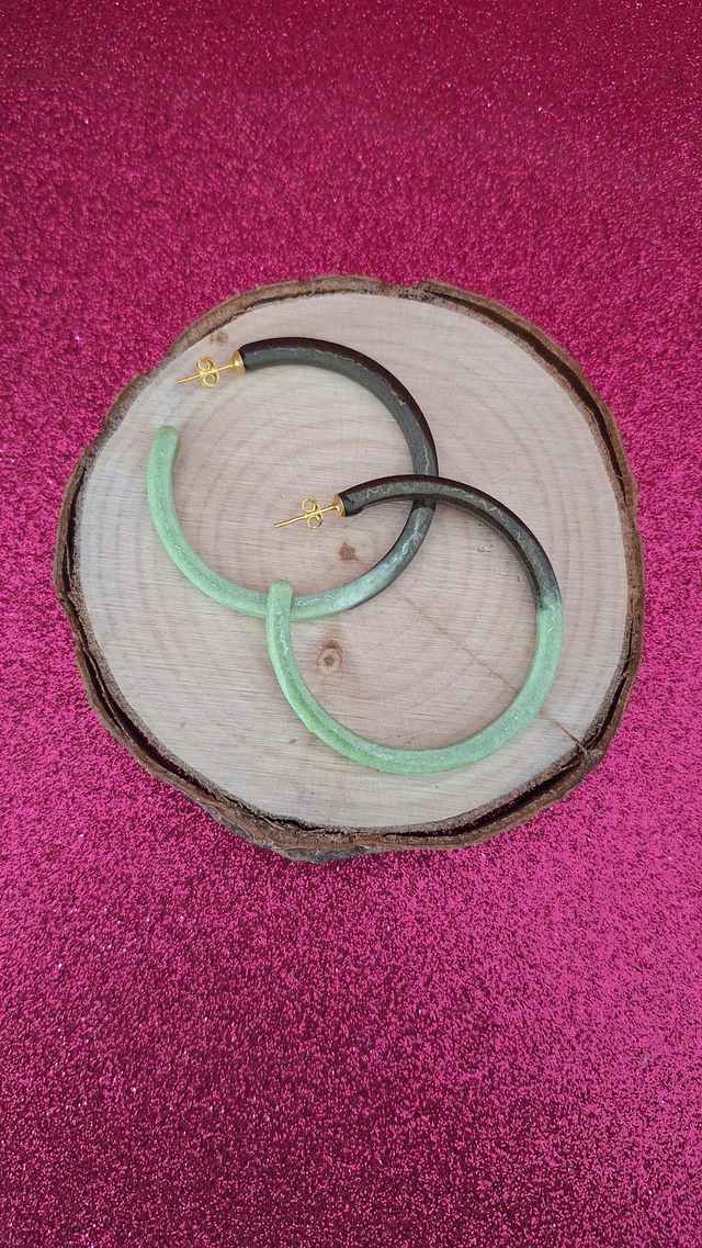 Créoles rondes Kaki/vert anis