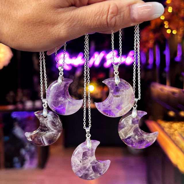 Amethyst Crescent Moon Necklace