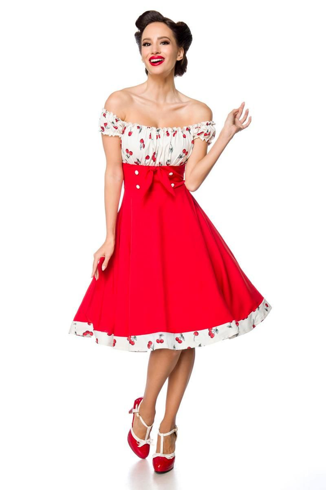 Strapless Schoulder Dress Red / White