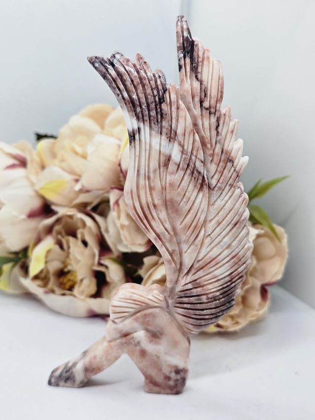 Strawberry Jasper fairy /angel carving 