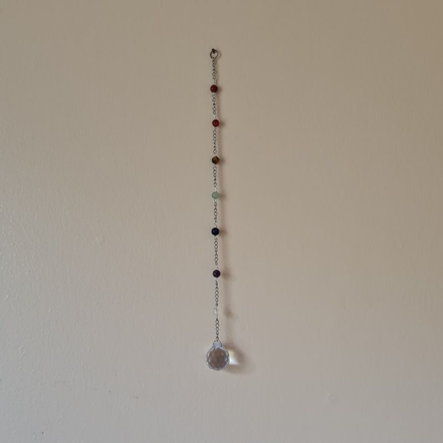 Suspension 7 chakras chaîne boule de prisme