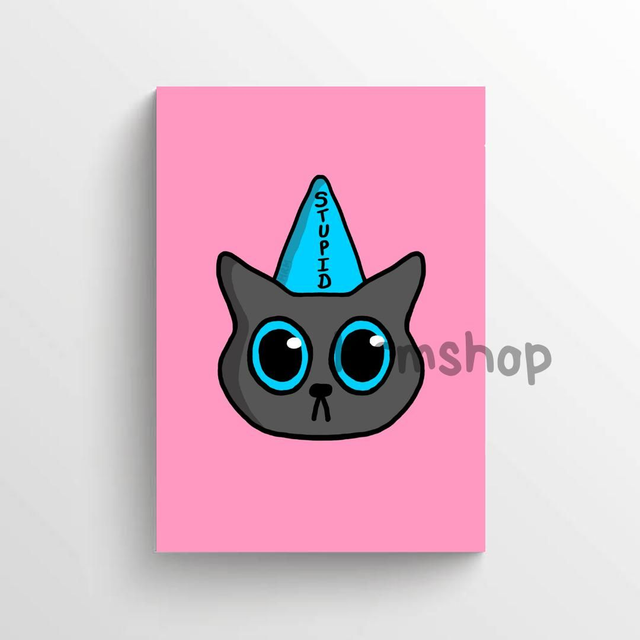 Stupid Cat Art Print 6x4" Unframed 
