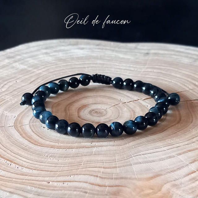 Bracelet ajustable en Oeil de faucon