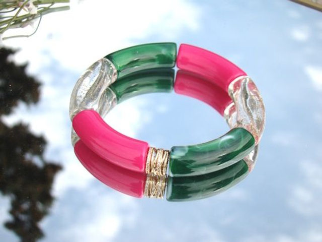 Bracelet perles tubes incurvées Chandra Haritima