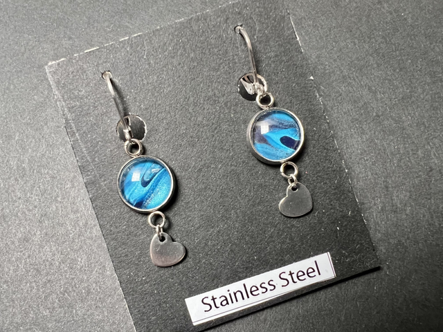 Blue Heart Drop Earrings | Stainless Steel
