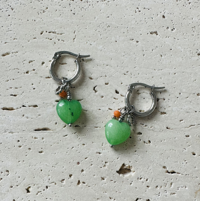 Oorbellen hartje groen