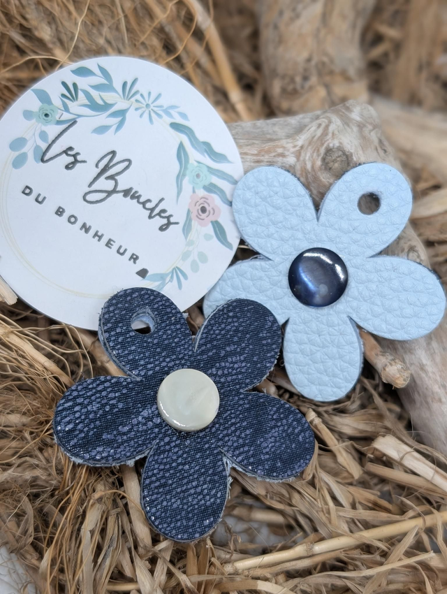 Pampilles marguerite réversible bleu jean et bleu ciel pam039