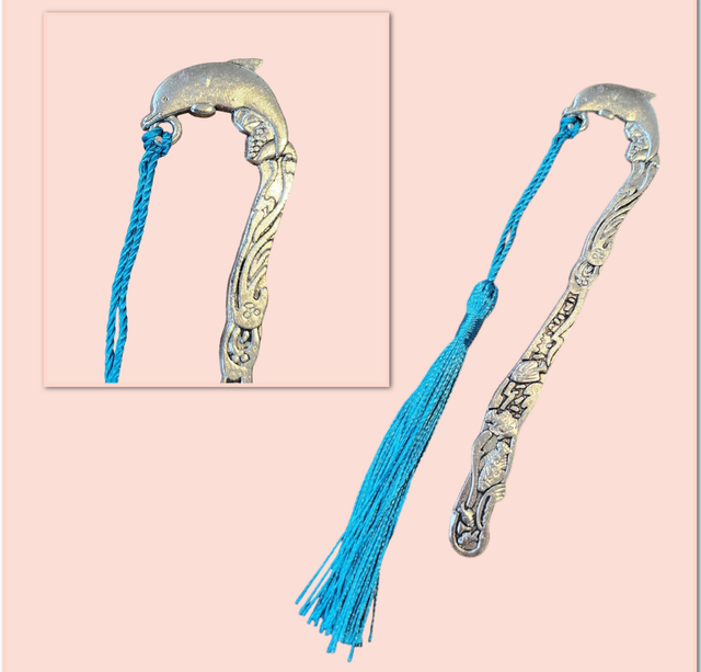 Dolphin Bookmark with blue tassel
