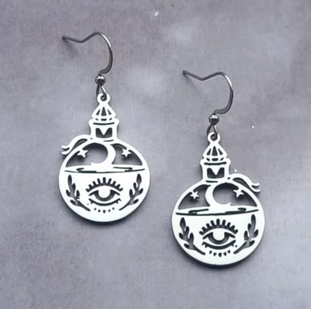 Potion Bottle Steel Earrings 