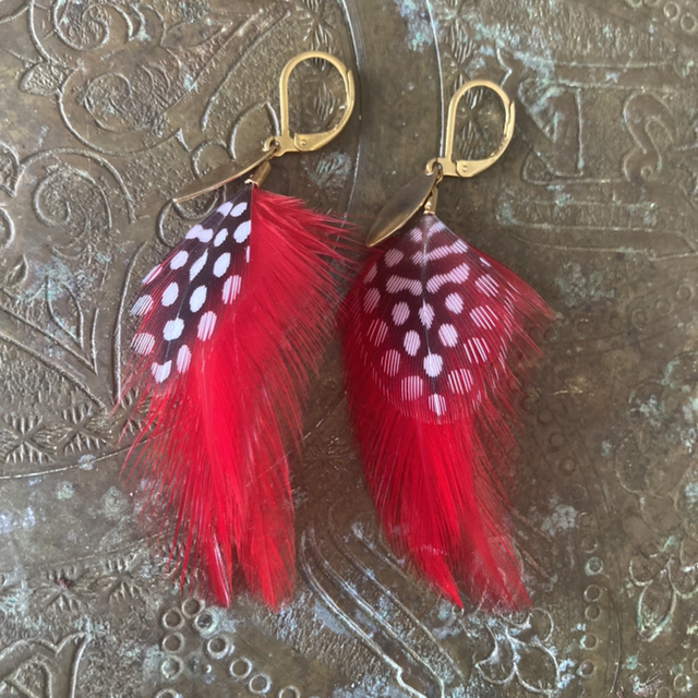 Boucle d’oreille Birdy rouge & noire 