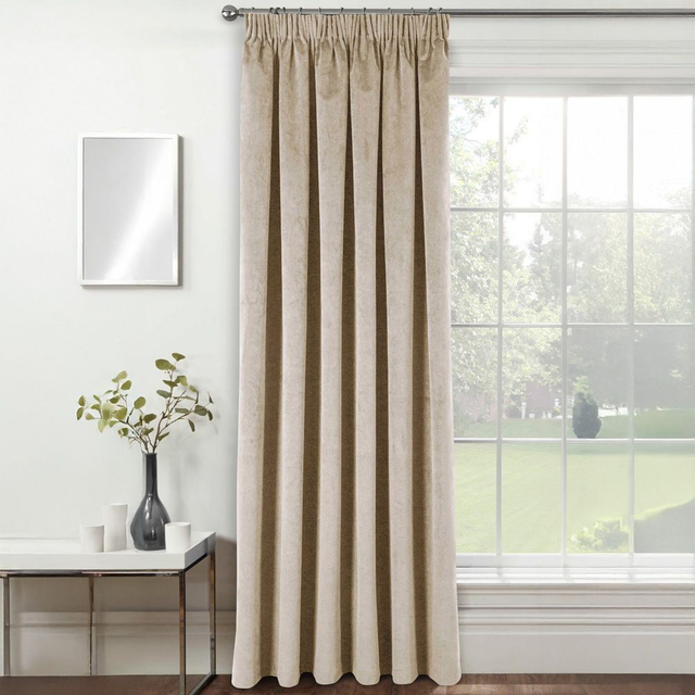 Enhanced Living Oxford Cream Velvet 100% Blackout Thermal Readymade Door Curtains