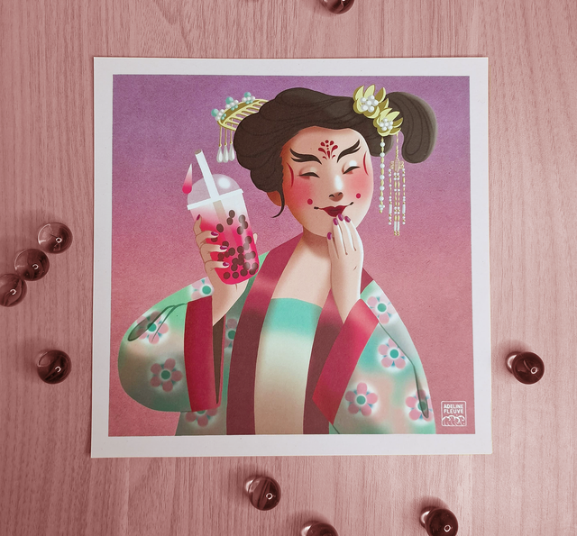 Raspberry bubble tea