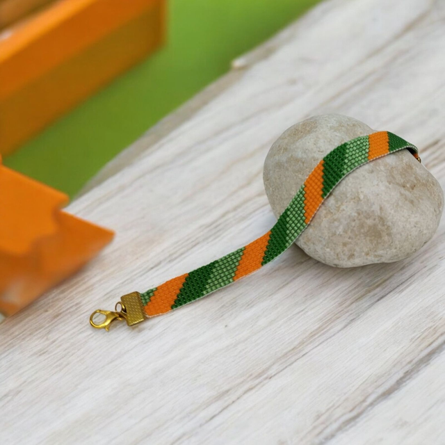 Bracelet tons vert et orange