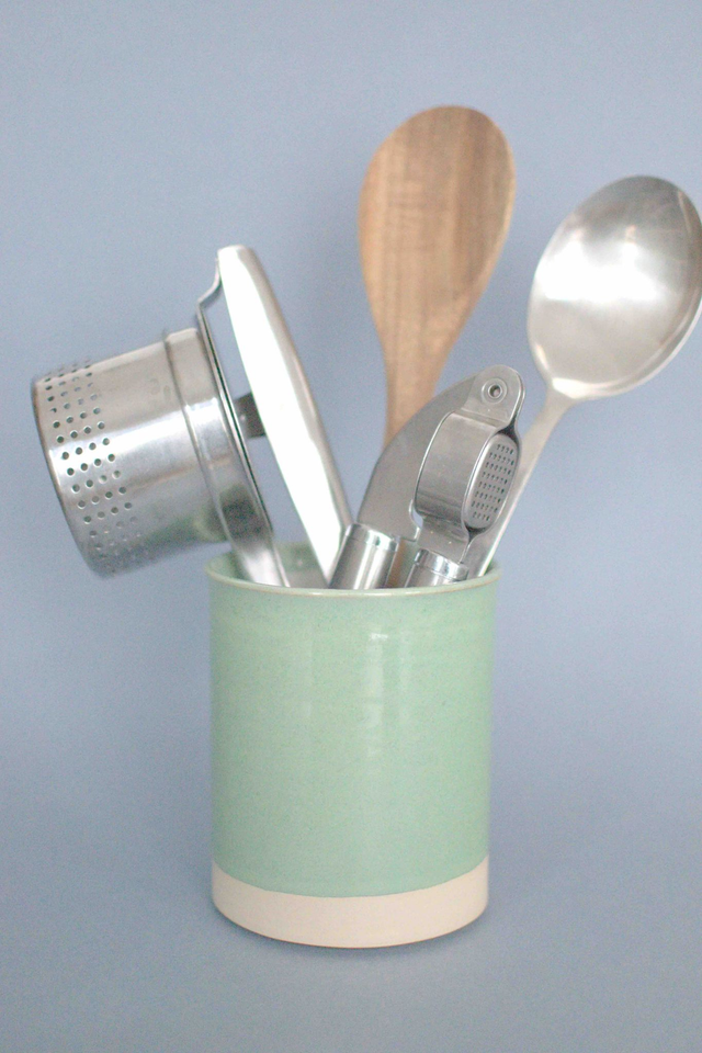 *Limited Edition - Utensil Holder Soft Green and Creamy White