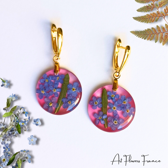 Boucles d'oreilles Myosotis bleu