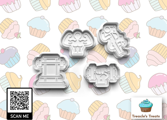 Gym Theme Fondant/cookie stamps with cutters 
