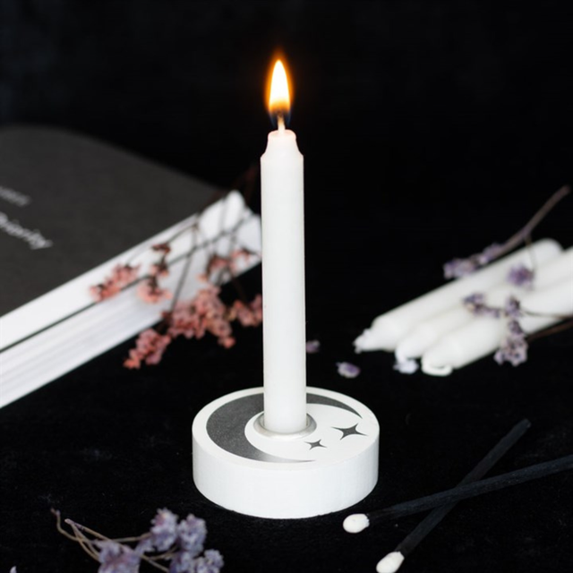 Moon Spell Candle Holder White