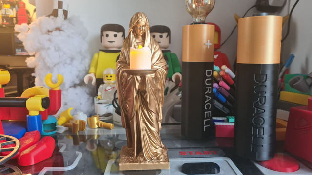 Vierge Marie 30 cm couleur au choix + bougie