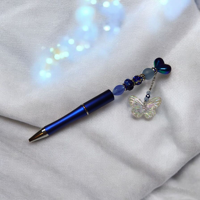Stylo perles bleu foncé