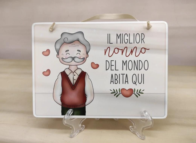 Targa Decorativa "Il miglior nonno del mondo abita qui"