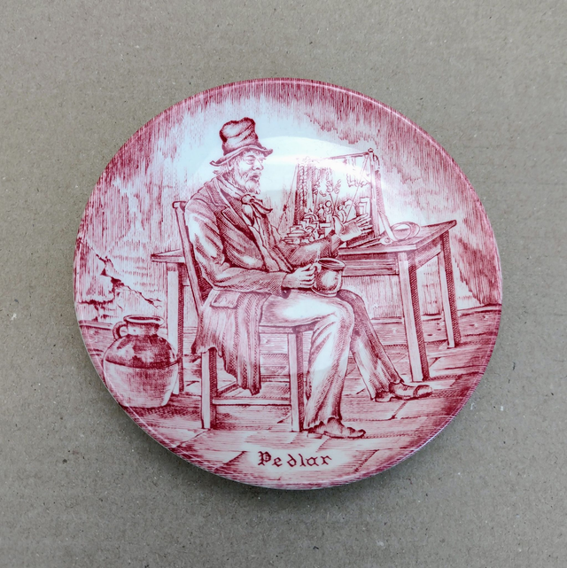 Enoch Wedgwood | Sierschoteltje (diameter 10,5 cm | hoogte 1,5 cm) ‘Pedlar’ motief in roze kleur | Vintage