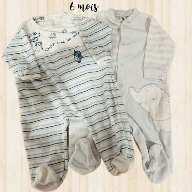 Lot de 2 pyjamas, velours, C&amp;A