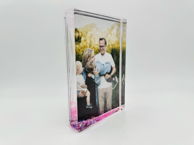 ConfettiBlox Pink - Photo Frame with foil engraved front