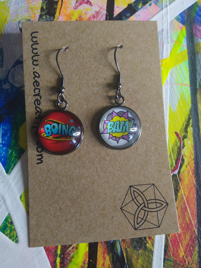 Boucles d&#039;oreilles cabochons BD 