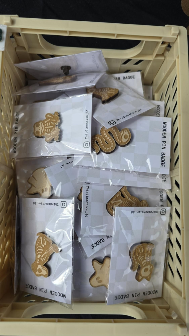 Wooden pin badge