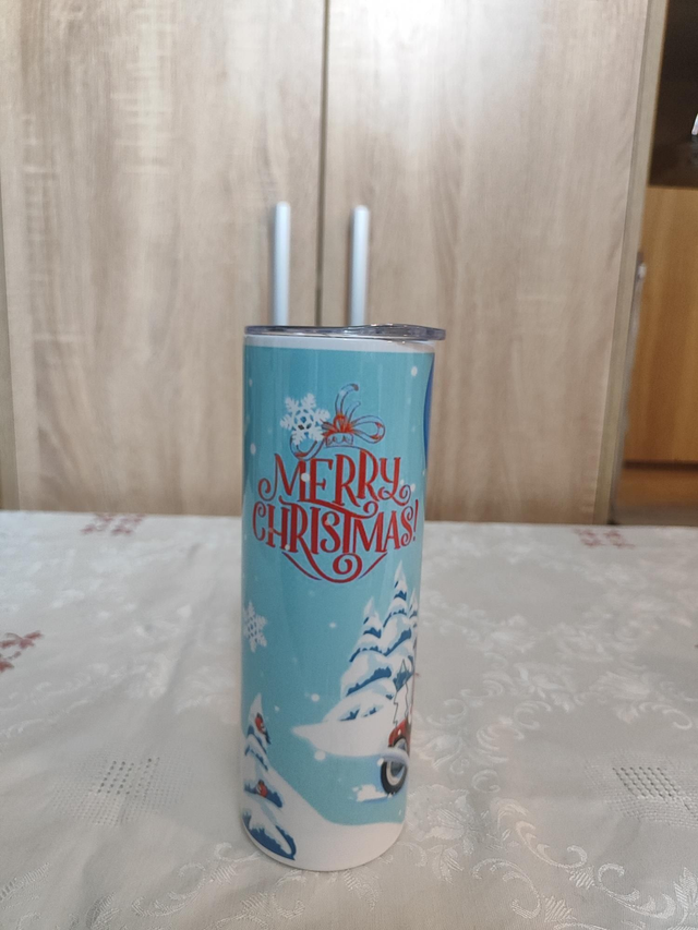 Thermobecher Weihnachtsmann auf Maschine ca. 600ml