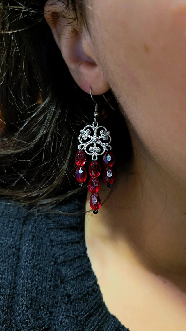 Boucles d'oreilles rouges "Élixir"