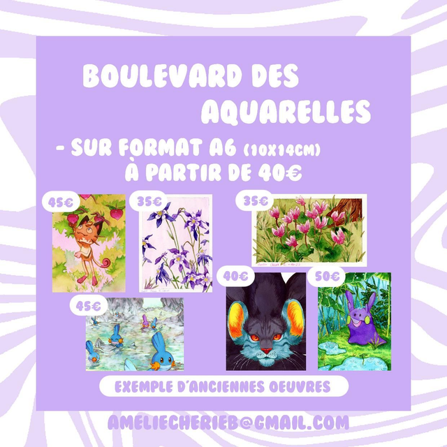 Aquarelle format A6 à la commande