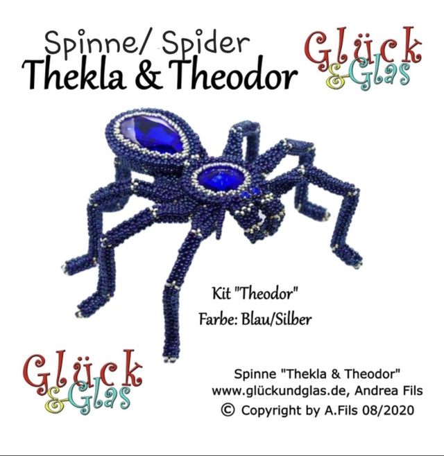 "Spinne Thekla & Theodor", Theodor Blau/Silber