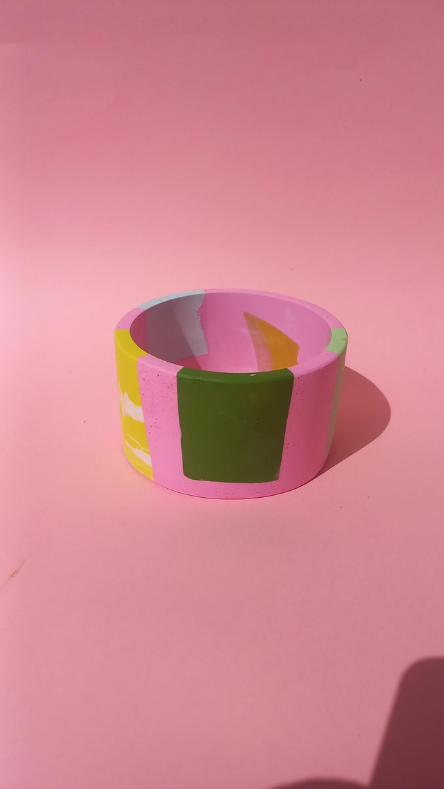  Osłonka na doniczkę, różowa doniczka, kolorowe lastryko