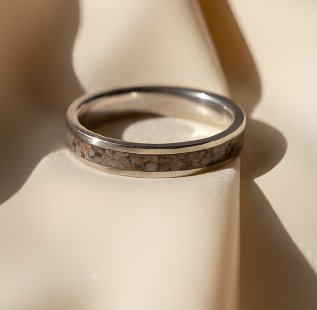 8mm wide Sterling Silver Beach Sand Ring