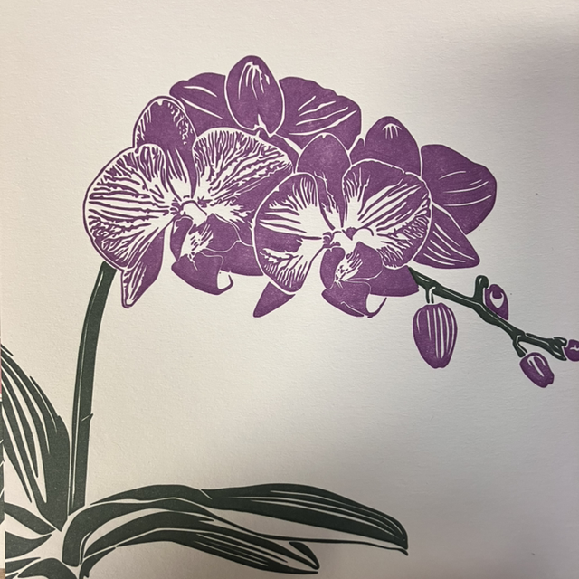 Traditional Letterpress Floral Orchid