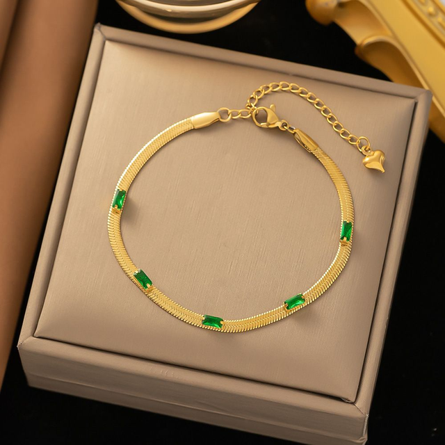 Pulseira Snake Emerald – Banhada a Ouro 18K em Aço Inox 304 - Ref. FP-3376011