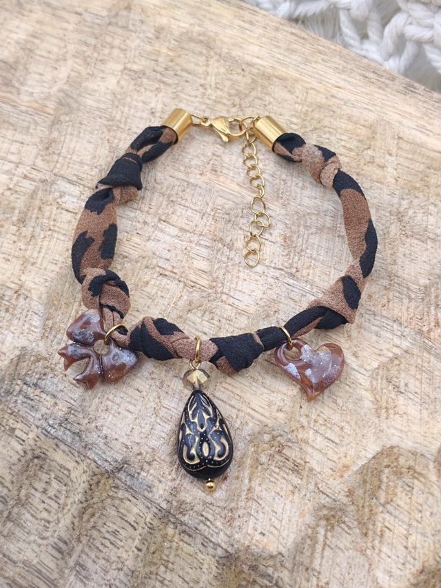 A Bracelet tissu noir/marron