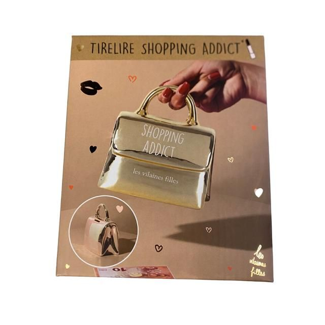 Tirelire Sac à Main Doré Shopping Addict